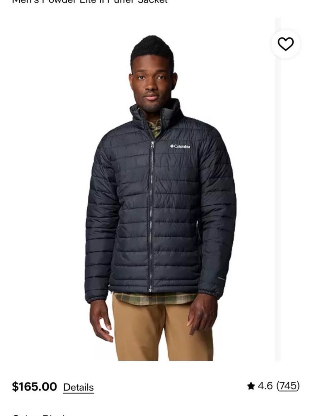 Columbia Men's Black Quilted Insulated Puffer Jacket